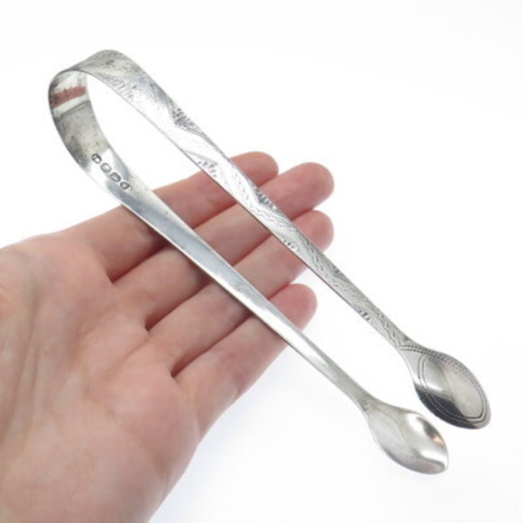 WILLIAM BATEMAN 925 Sterling Silver Antique 1823 London Sugar Cube Spoon Tongs